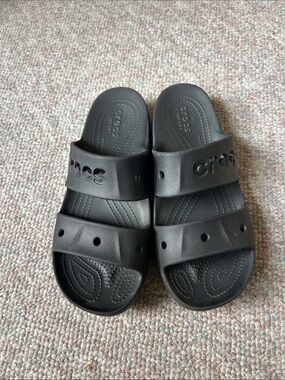 CROCS Black Double-Strap Slide Sandals- Size 9